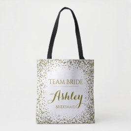 Bolsa Tote Pontos de Confetti Dourados da Bride da Equipe