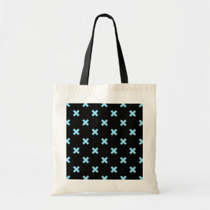 Bolsa Tote Pontos de cruz azul-bebê em preto