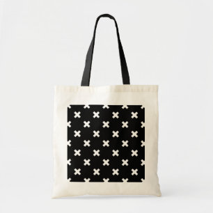 Bolsa Tote Pontos de cruz brancos em preto