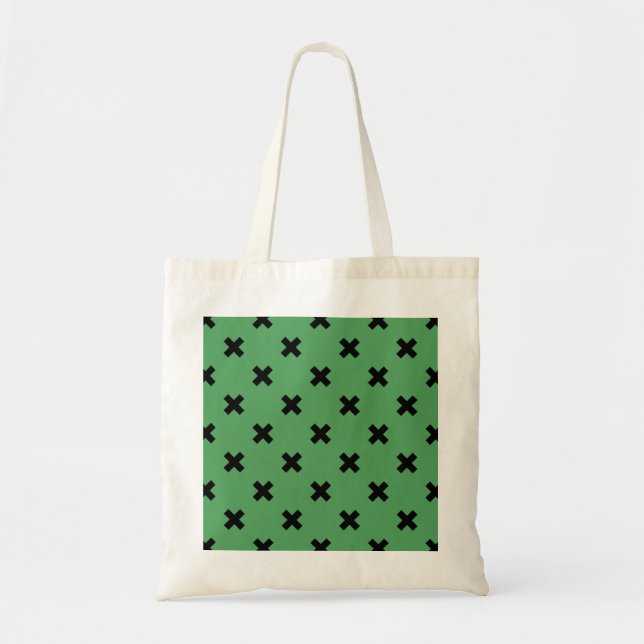 Bolsa Tote Pontos de cruz pretos em verde (Frente)