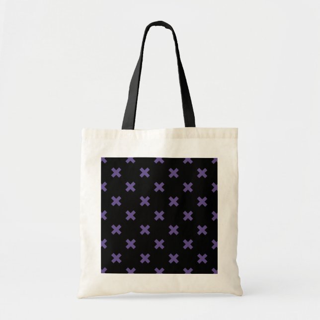 Bolsa Tote Pontos de cruz ultravioleta em preto (Frente)