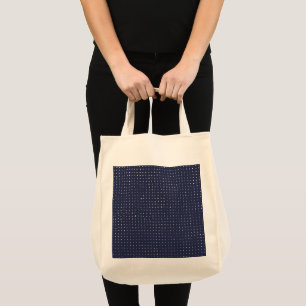 Bolsa Tote Pontos desenhados à mão no azul escuro violeta