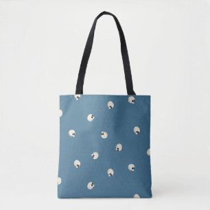 Bolsa Tote Pontos do crânio de Kawaii, Cachorro Aleatório, az