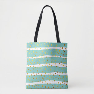 Bolsa Tote Pontos e faixas do ouro: Padrão Elegante