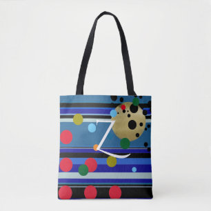 Bolsa Tote Pontos, faixas e inicial personalizados coloridos