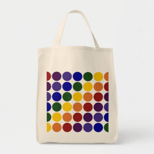 Bolsa Tote Pontos Polca Arco-íris em Cinza