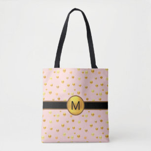 Bolsa Tote Pontos Polka Dourados em Rosa