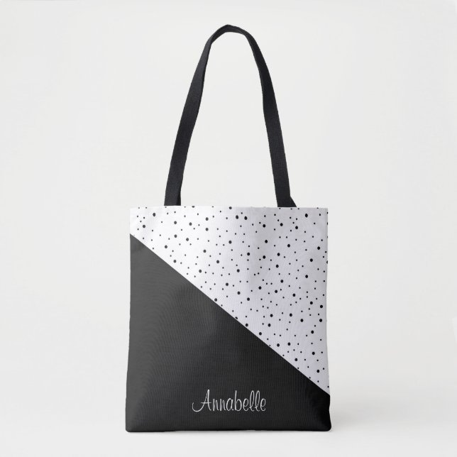 Bolsa Tote Pontos Pretos e Brancos (Frente)