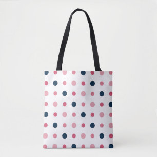 Bolsa Tote Pontos rosa e azuis