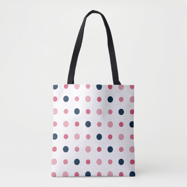 Bolsa Tote Pontos rosa e azuis (Frente)