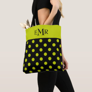 Bolsa Tote Pontos Verde Lima no Monograma Preto