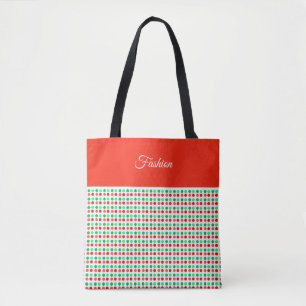 Bolsa Tote Pontos Vermelhos e Verdes na Moda