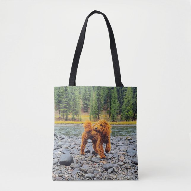 Bolsa Tote Poodle Apricot - Oferta Personalizável (Frente)