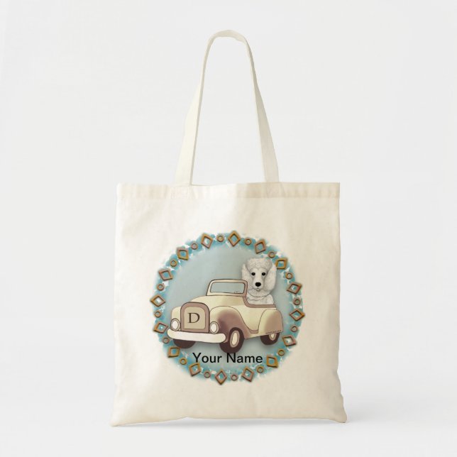 Bolsa Tote Poodle Branco Dirigindo Carro  (Frente)