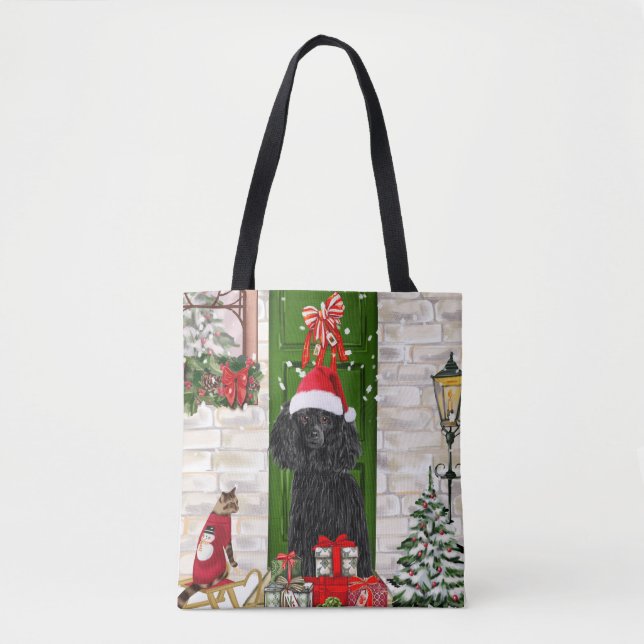 Bolsa Tote Poodle Christmas (Frente)