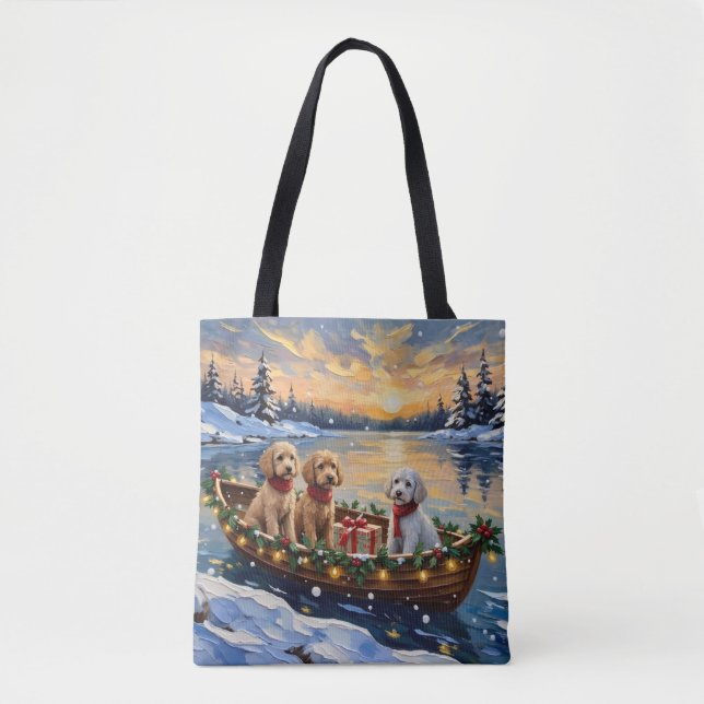 Bolsa Tote Poodle Christmas Boat Holiday (Frente)
