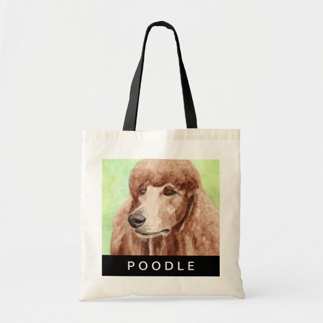 Bolsa Tote Poodle de Aquarela (Frente)