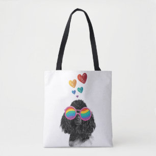 Bolsa Tote Poodle Dog com Dia de os namorados de Coração