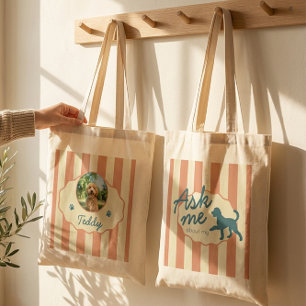 Bolsa Tote Poodle Dourado Personalizado com Foto Faixas de Te