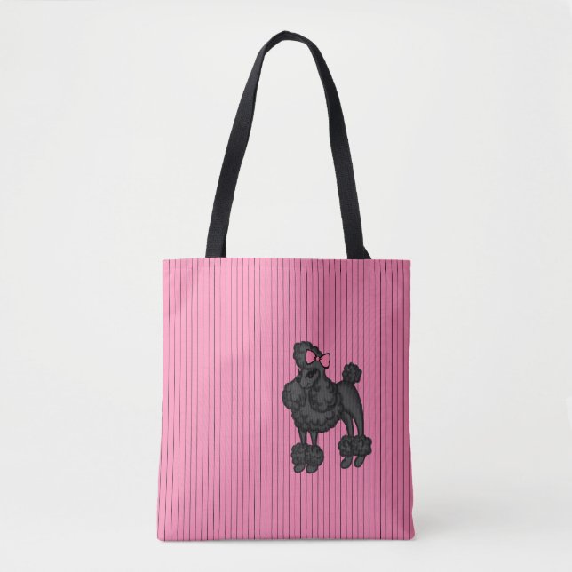 Bolsa Tote Poodle Francês Listrado (Frente)