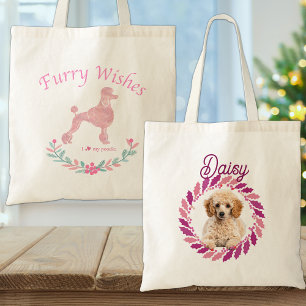 Bolsa Tote Poodle Rosa Pastel Refinado Presente de Natal Pe