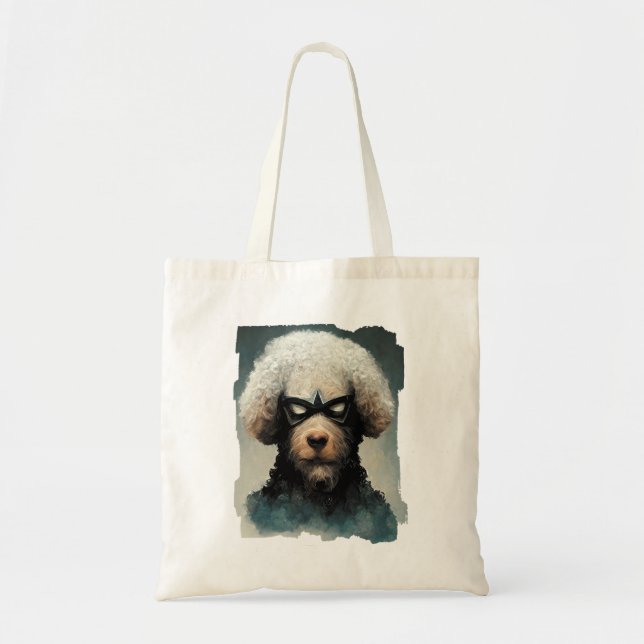 Bolsa Tote Poodle Vestido Como Cão Super Herói (Frente)