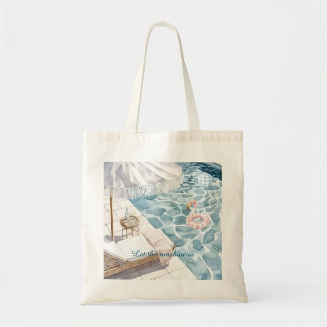 Bolsa Tote Poolside Umbrella Pink Flamingo Float Ball (Frente)