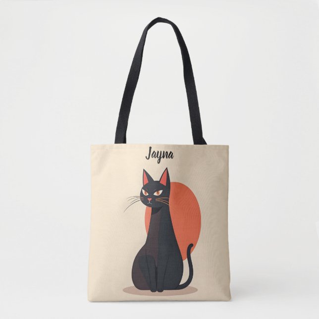 Bolsa Tote Pop Art Black Cat Orange Sun (Frente)