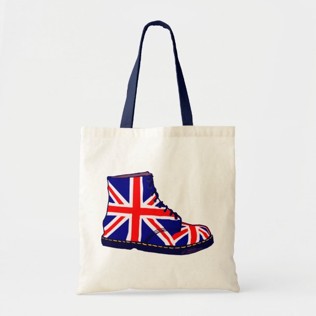 Bolsa Tote Pop art britânico da bota do olhar retro (Frente)