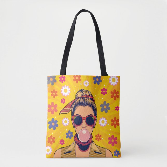 Bolsa Tote  Pop Art Colorido  Arte Moderna Vibrante  (Frente)