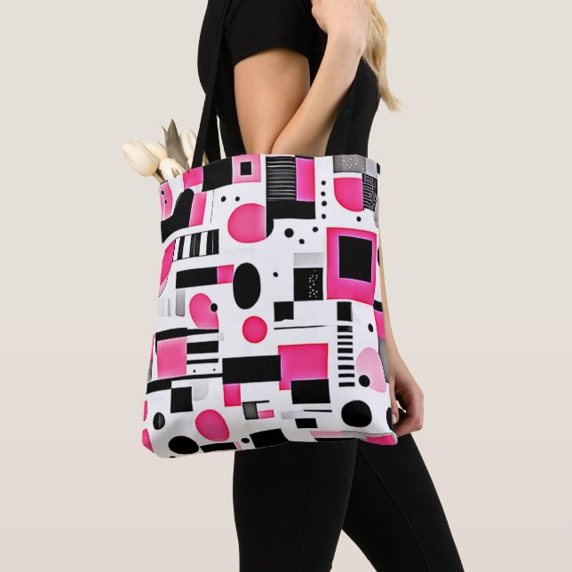 Bolsa Tote Pop Art Pink Geometry Design (Close Up)