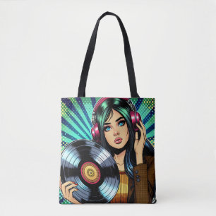 Bolsa Tote Pop-art Quadrinha em Fones de ouvido