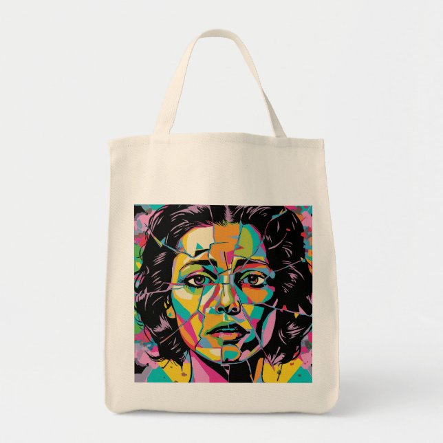 Bolsa Tote Pop Art Retrato Abstrato (Frente)
