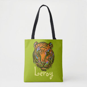 Bolsa Tote Pop Art TIGER HEAD + seu backgr. & ideias