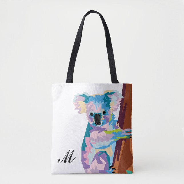 Bolsa Tote Pop Colorida Art Koala Monogrammed (Frente)