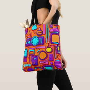Bolsa Tote Pop da Retro-Tech: Colagem de Gadgets Nostálgicos