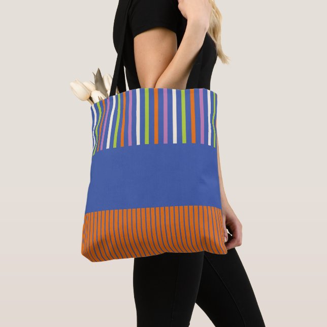 Bolsa Tote Pop de cor Bandas design de striped moderna (Close Up)