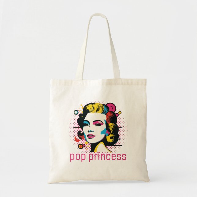 Bolsa Tote Pop princesa, cara de mulher, cara de abstrato (Frente)