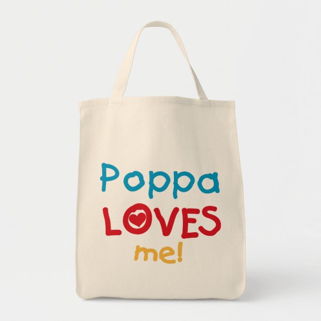 Bolsa Tote Poppa me ama T-shirts e presentes (Frente)