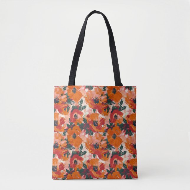 Bolsa Tote Poppies de Aquarela Abstrata Vermelha (Frente)