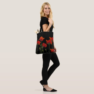 Bolsa Tote Poppies de Preto
