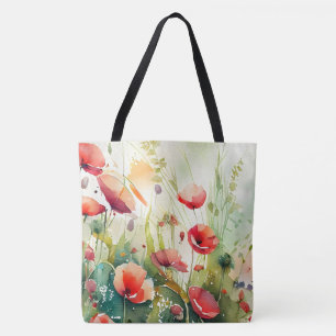 Bolsa Tote Poppies num Campo
