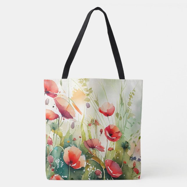 Bolsa Tote Poppies num Campo (Frente)