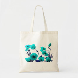 Bolsa Tote Poppy Flower Turquoise Floral Wedesmaid