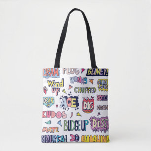 Bolsa Tote Popular Inglês - Letra Doodle Palavras em gíria
