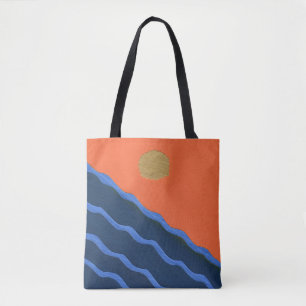 Bolsa Tote Pôr do sol abstrato no mar ondulado