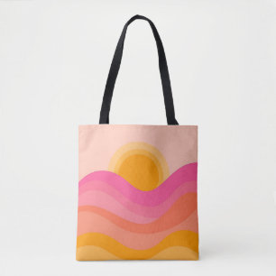 Bolsa Tote Pôr do Sol Abstrato Onda Pastel