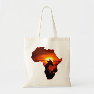 Bolsa Tote Por do sol africano com silhueta do girafa