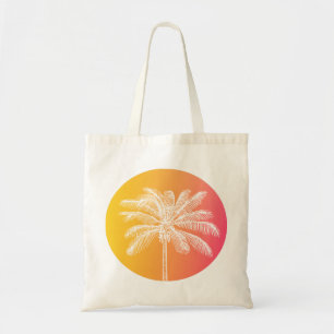 Bolsa Tote Por do sol branco tropical da palmeira