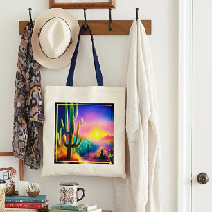 Bolsa Tote Pôr do sol colorido no deserto